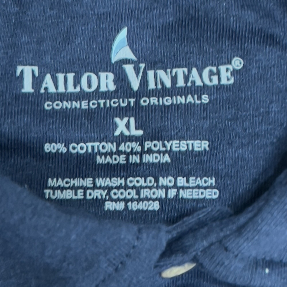 Tailor Vintage Polo Shirt Mens XL Navy Blue White Colorblock Short Sleeve - Picture 4 of 6